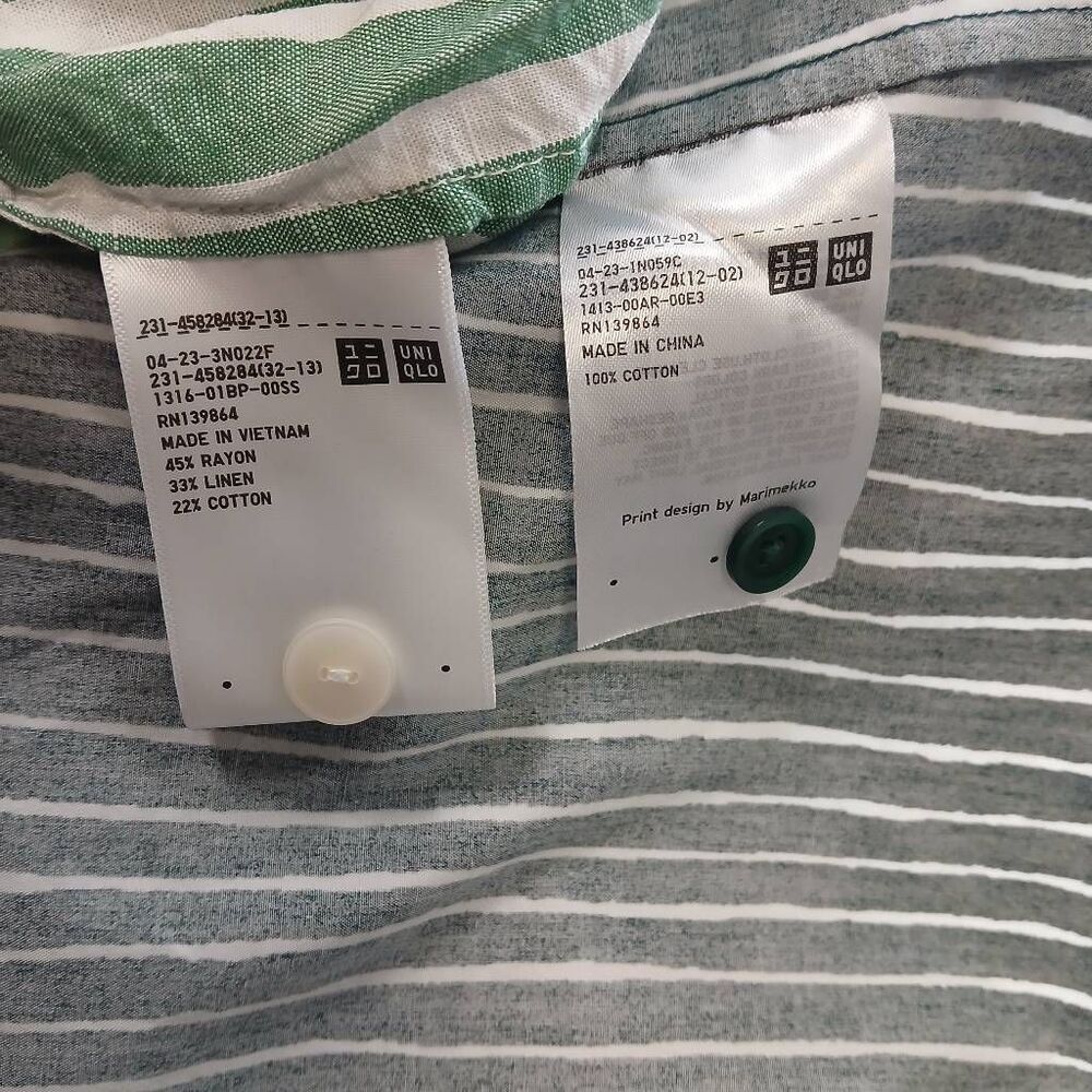 Marimekko womens uniqlo womens medium poplin linen shirt white stripe lot of 2 - Picture 11 of 11